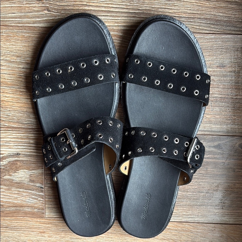 Madewell Size 10 Women’s Black Studded Slide Sandals